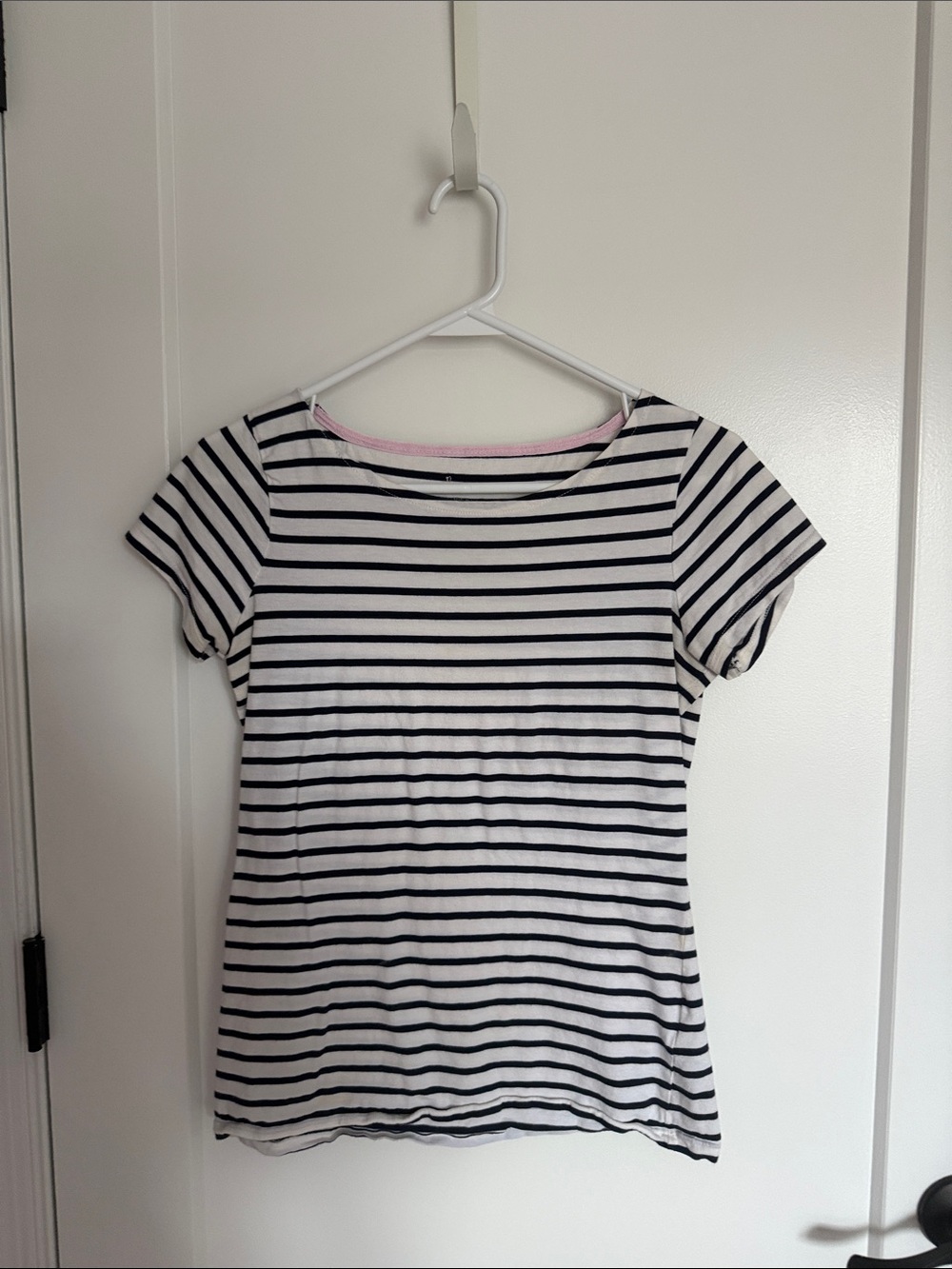 Women’s Boden Black and White Striped Short Sleeve Tee